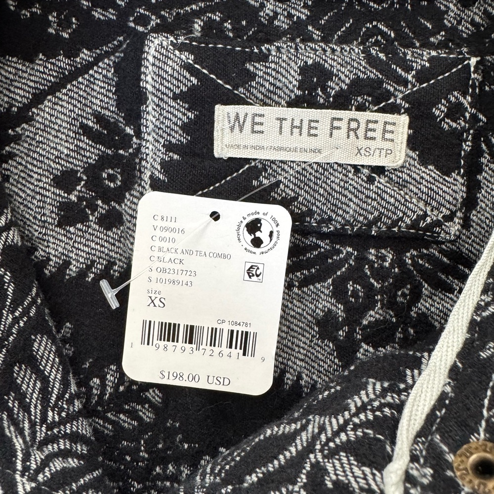 Free People We the Free London Fog Jacquard Shirt NWT - Picture 9 of 9